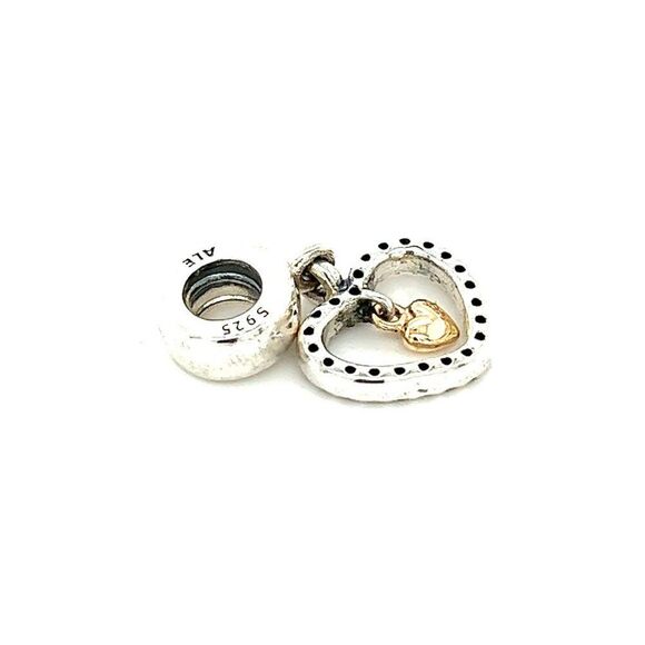 Pandora Two-Tone Heart Cz Dangle Charm - Picture 2 of 4